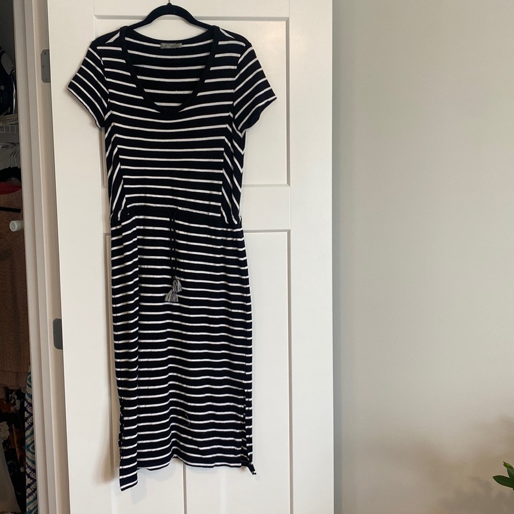 Black and white striped tee-shirt dress